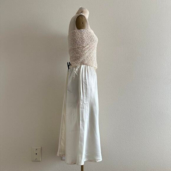 handmade ivory satin midi skirt - Picture 3 of 9